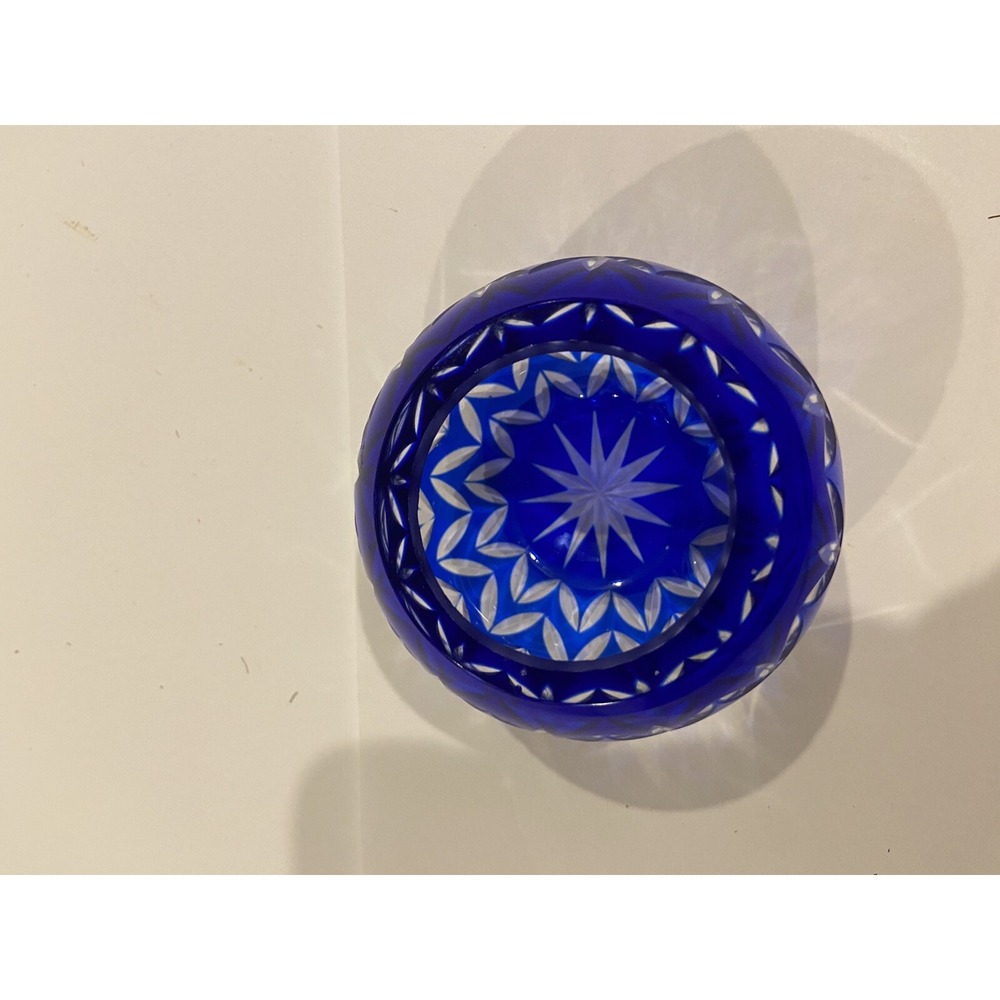 Bohemian Style Blue & Clear Glass Votive Candle Holder - Picture 2 of 3